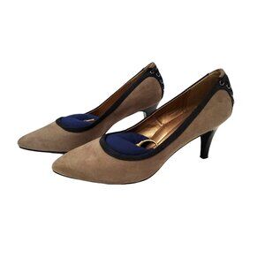 soft style womens soft delight suede 3" stiletto heel pumps size 9.5m.